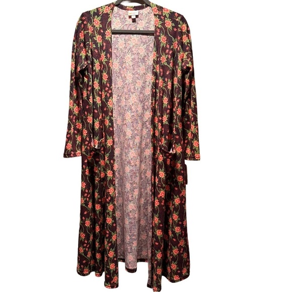 LulaRoe Sarah Long Sleeve Ankle Cardigan Cozy Slightly Thick Elegant Purple Pink - Picture 4 of 13